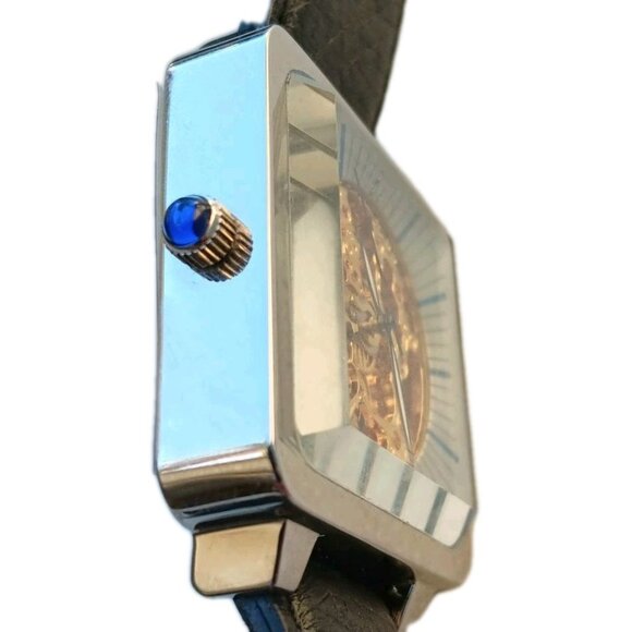 Android  AD223 Skeleton Automatic Silver 39mm Black Leather Ostrich Band - Picture 4 of 7